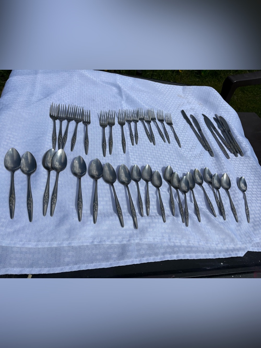 Classic Silver Stainless Flatware Set - Timeless Petal Lane Handle Design